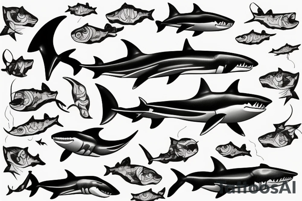 swimming shark tattoo idea
