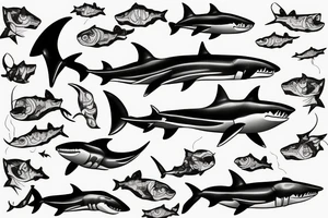 swimming shark tattoo idea