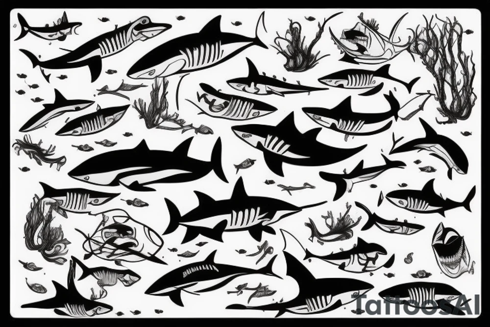swimming shark tattoo idea
