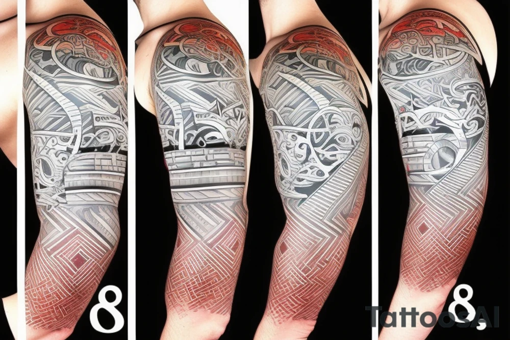 quarter sleeve incorporating 80's elements and guitar/music tattoo idea quarter sleeve incorporating 80's elements and guitar/music tattoo idea