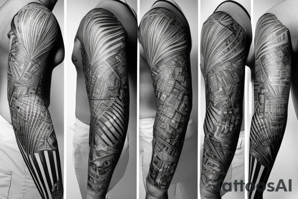 Sleeve for my right arm which has map of south africa, USa, india, canada tattoo idea