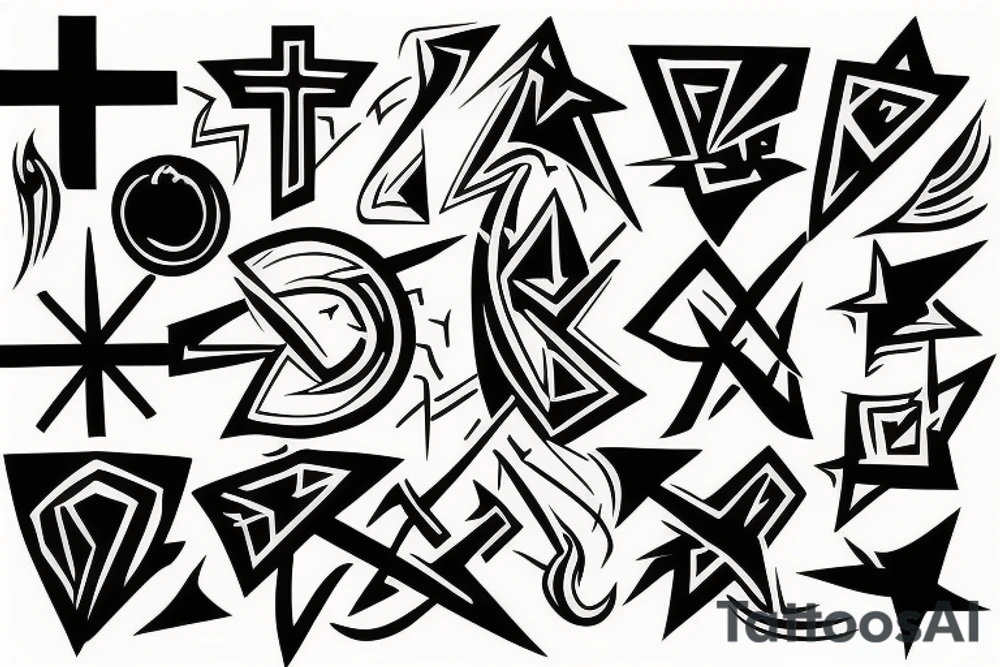 cool abstract cross shape tattoo idea