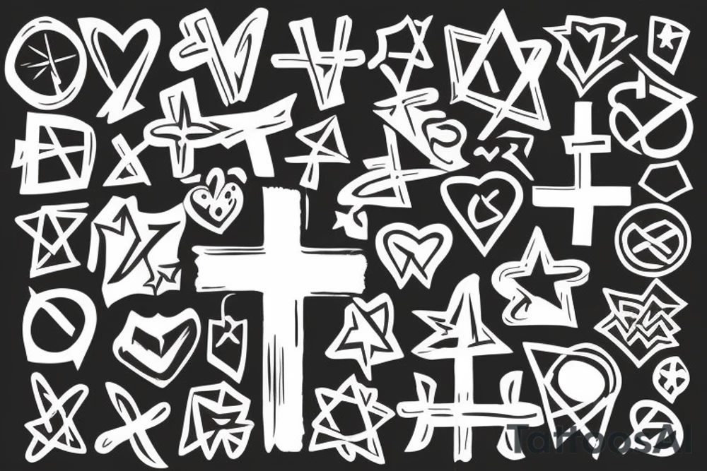 cool abstract cross shape tattoo idea