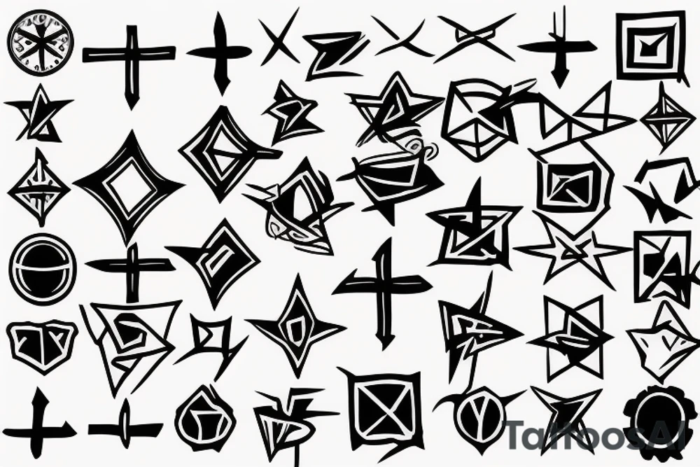 cool abstract cross shape tattoo idea