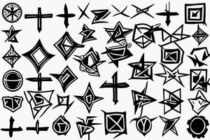 cool abstract cross shape tattoo idea
