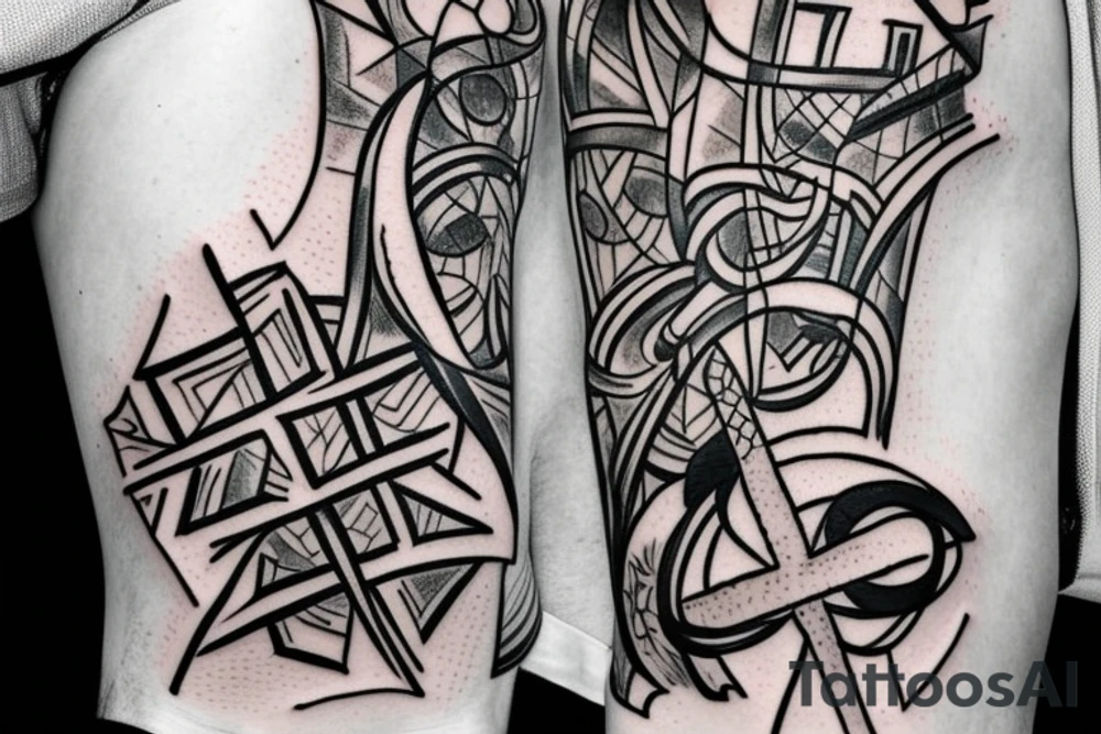 cool abstract cross shape tattoo idea