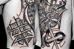 cool abstract cross shape tattoo idea