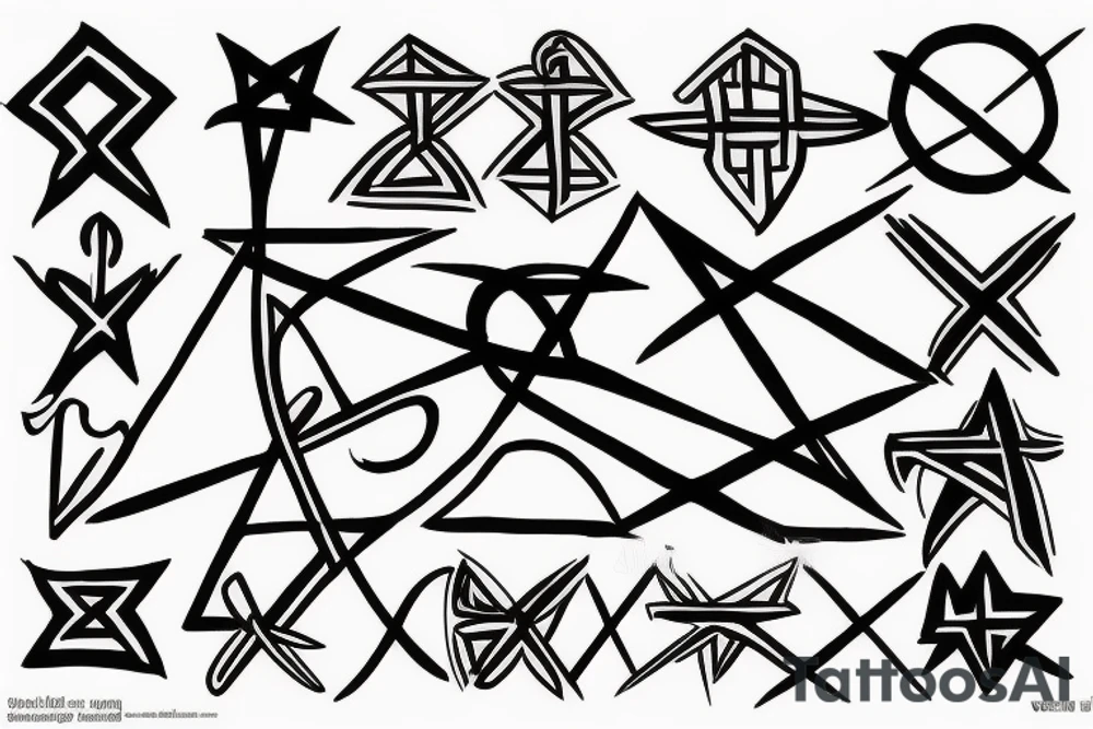 cool abstract cross shape tattoo idea