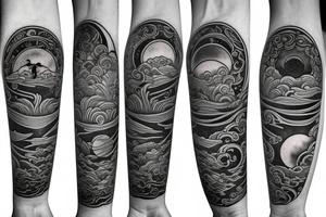ornate katana piercing the moon tattoo idea