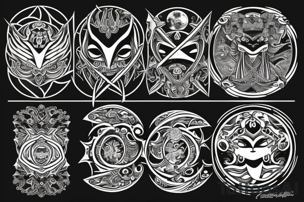 ornate katana piercing the moon tattoo idea