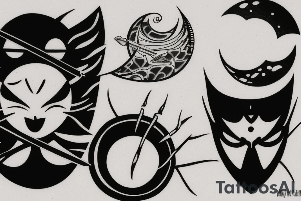Katana piercing the moon tattoo idea