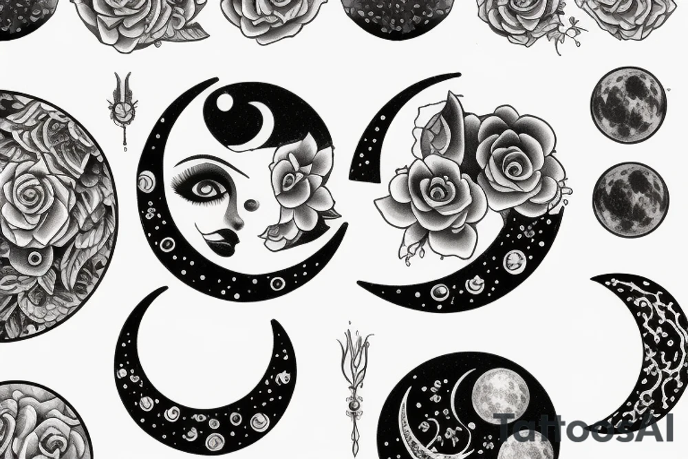 Feminine moon tattoo idea