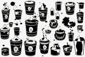 A toxic waste barrel on its side with black sludge pouring out. tattoo idea