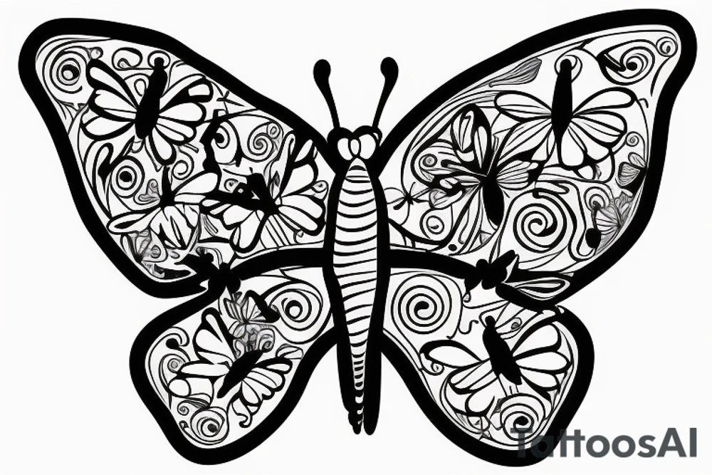 Butterfly with music tattoo idea