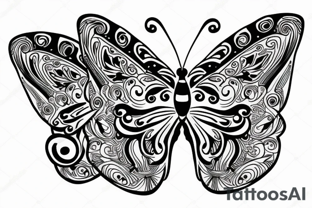 Butterfly with music tattoo idea