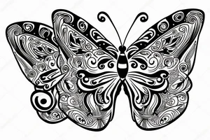Butterfly with music tattoo idea