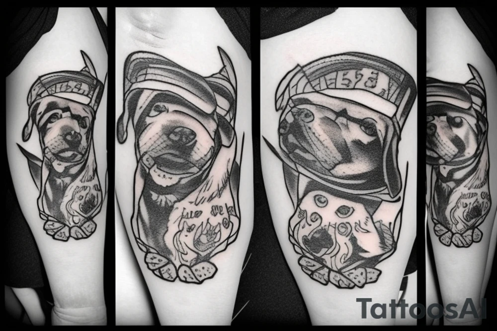 black dog with a hat tattoo idea