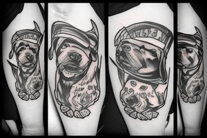 black dog with a hat tattoo idea