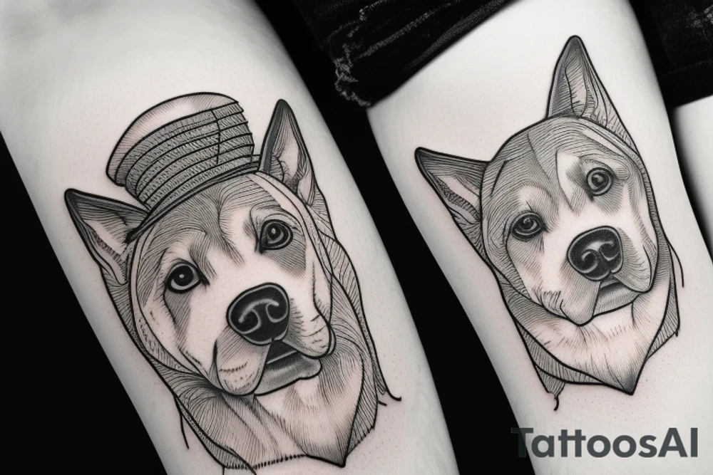 black dog with a hat tattoo idea
