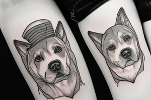 black dog with a hat tattoo idea