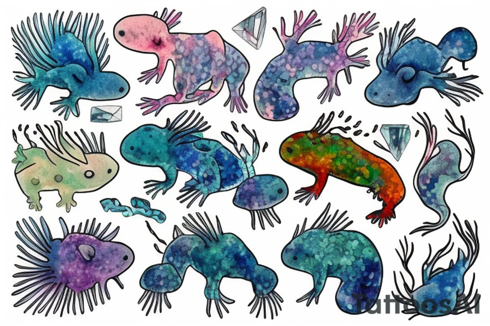 Axolotl crystal tattoo idea