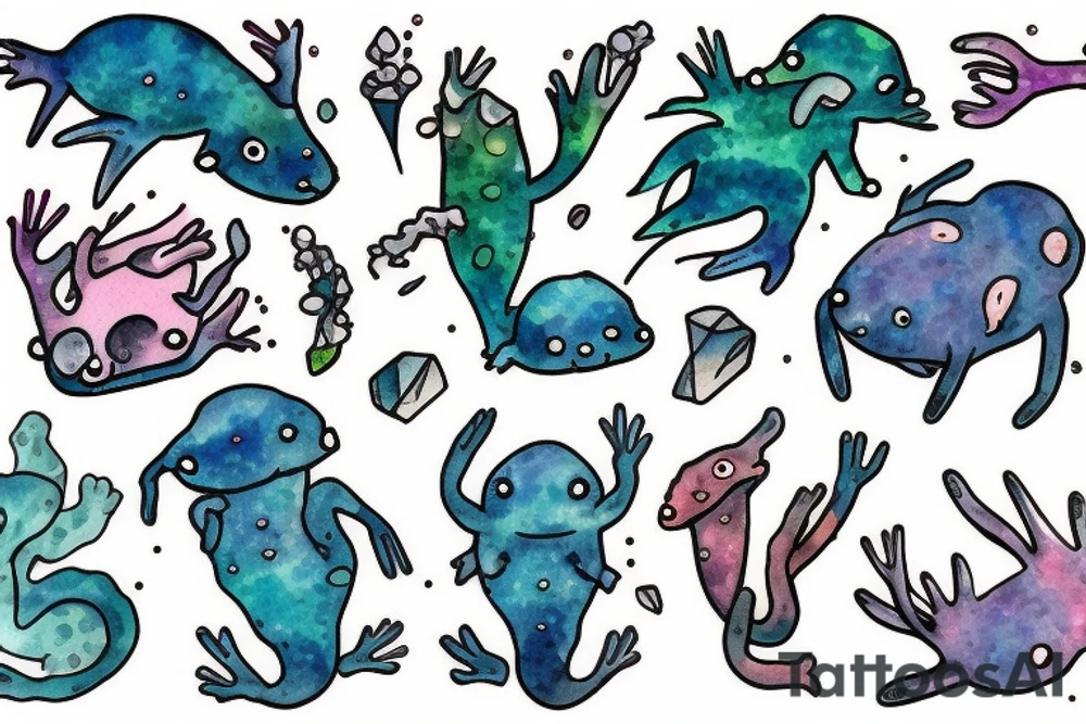 Axolotl crystal tattoo idea