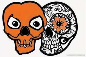 Orange teddy bear with a skull for a face tattoo idea