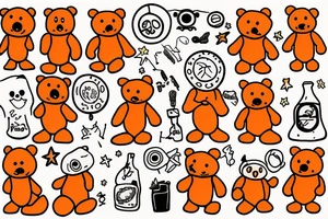 Orange teddy bear tattoo idea