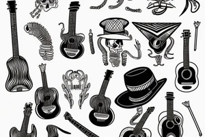 Mexican guitar with a scorpion and a Mexican hat tattoo idea