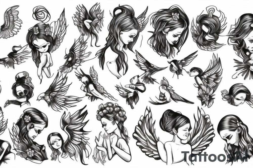Small angel tattoo idea