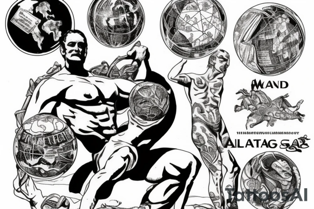 Atlas shrugged front cover with a man holding up the world tattoo idea