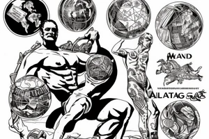 Atlas shrugged front cover with a man holding up the world tattoo idea