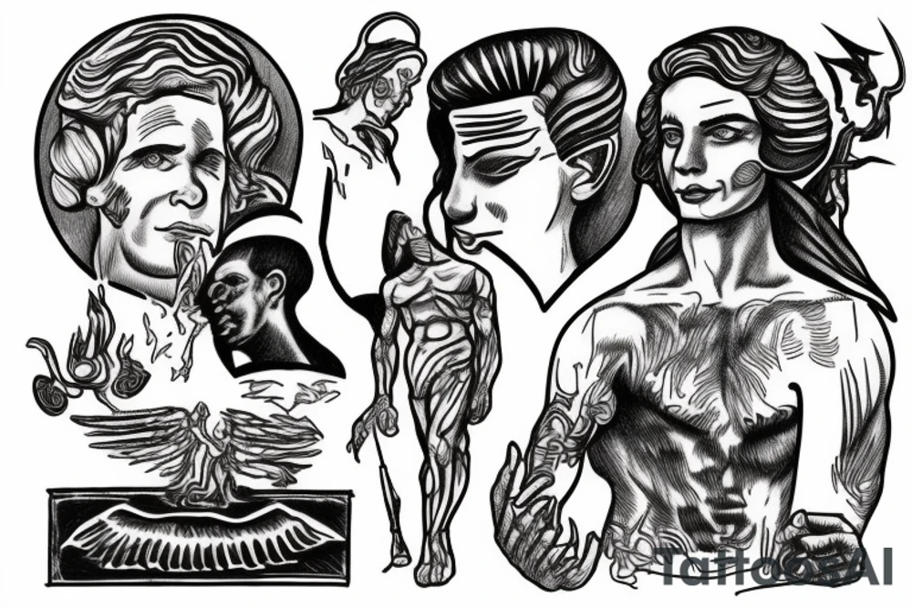 Prometheus in the style of Ayn Rand tattoo idea