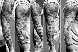 a man hanging from a rope with a paper bag on his head tattoo idea