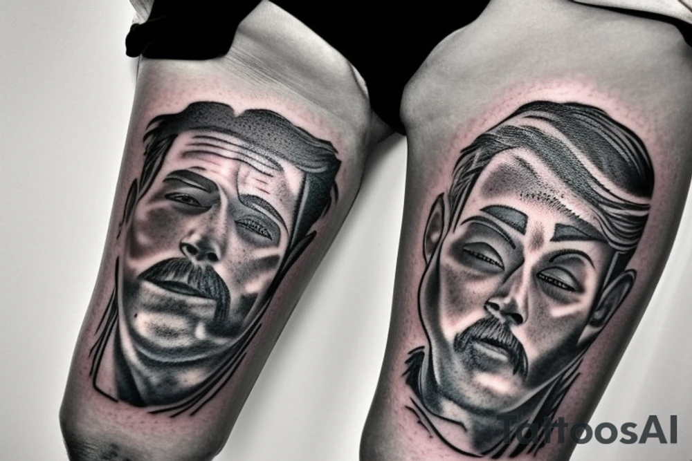 a man hanging from a rope tattoo idea