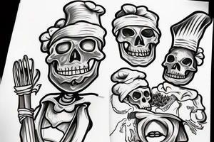 It will be skeleton who is a chef. My company name is "Hellschef" tattoo idea