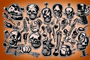 It will be skeleton who is a chef. My company name is "Hellschef" tattoo idea