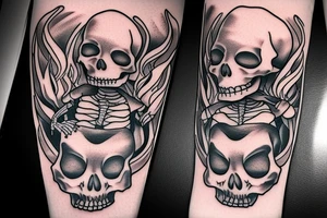 Skeleton with apron. He is a chef tattoo idea
