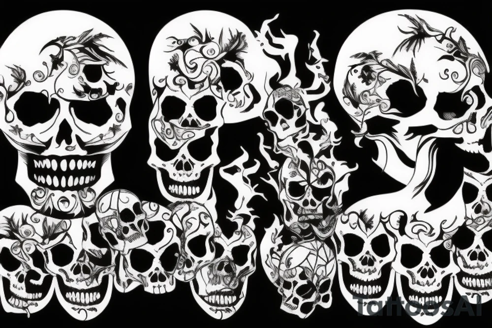 phoenix with skull on head tattoo idea