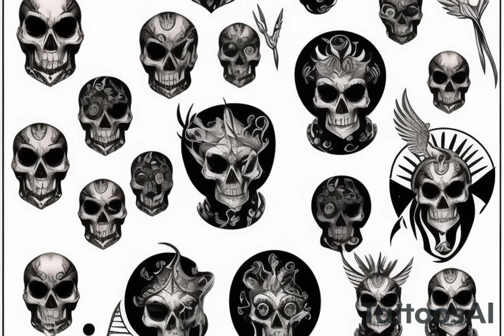 phoenix with skull on head tattoo idea