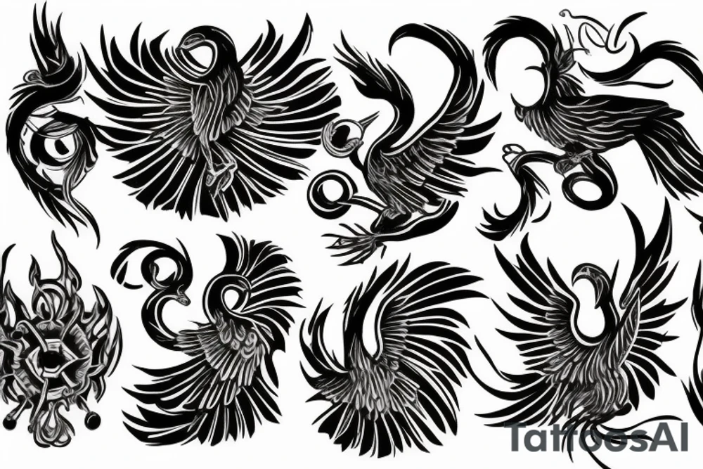 burning phoenix tattoo idea