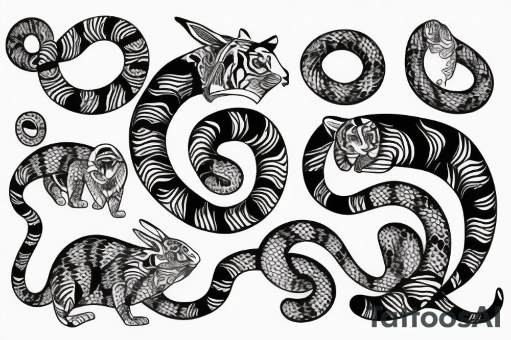 tiger, rabbit, monkey, snake tattoo idea