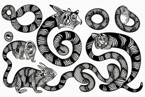 tiger, rabbit, monkey, snake tattoo idea