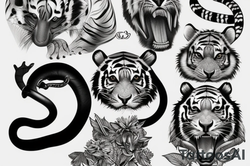 tiger, rabbit, monkey, snake tattoo idea
