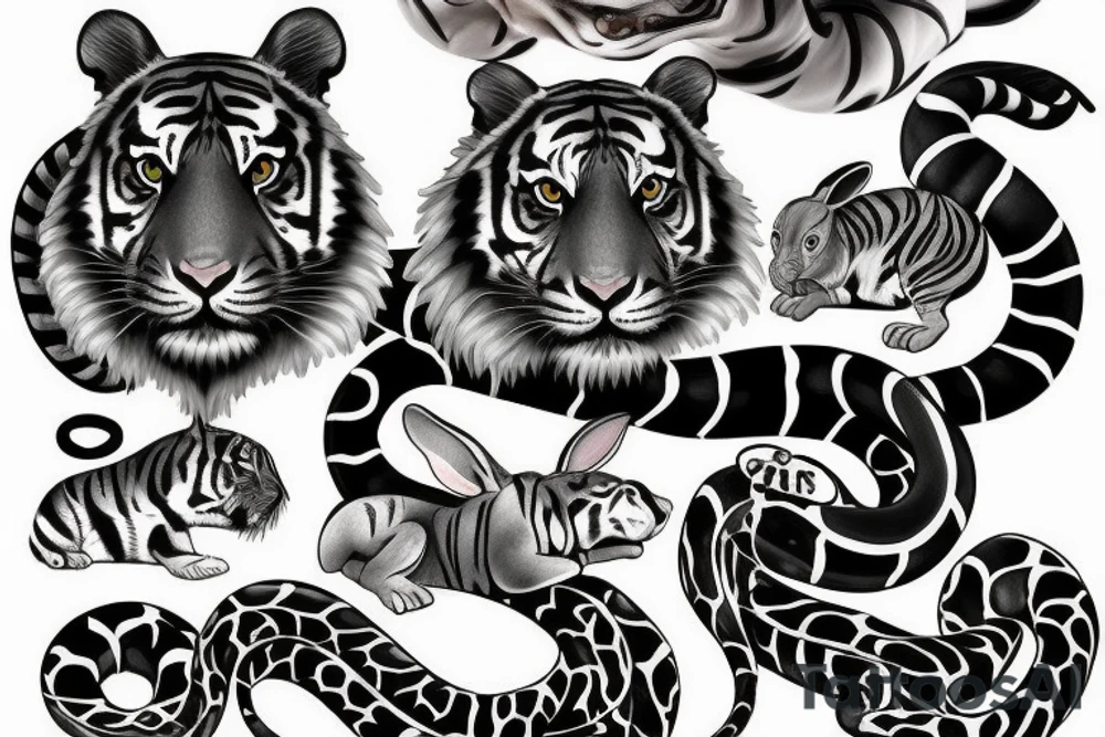 tiger, rabbit, monkey, snake tattoo idea