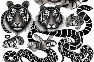 tiger, rabbit, monkey, snake tattoo idea