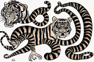 snake with a tiger, rabbit, and monkey tattoo idea