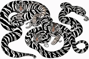 snake with a tiger, rabbit, and monkey tattoo idea
