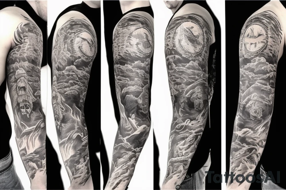 Cowboy western sleeve tattoo idea