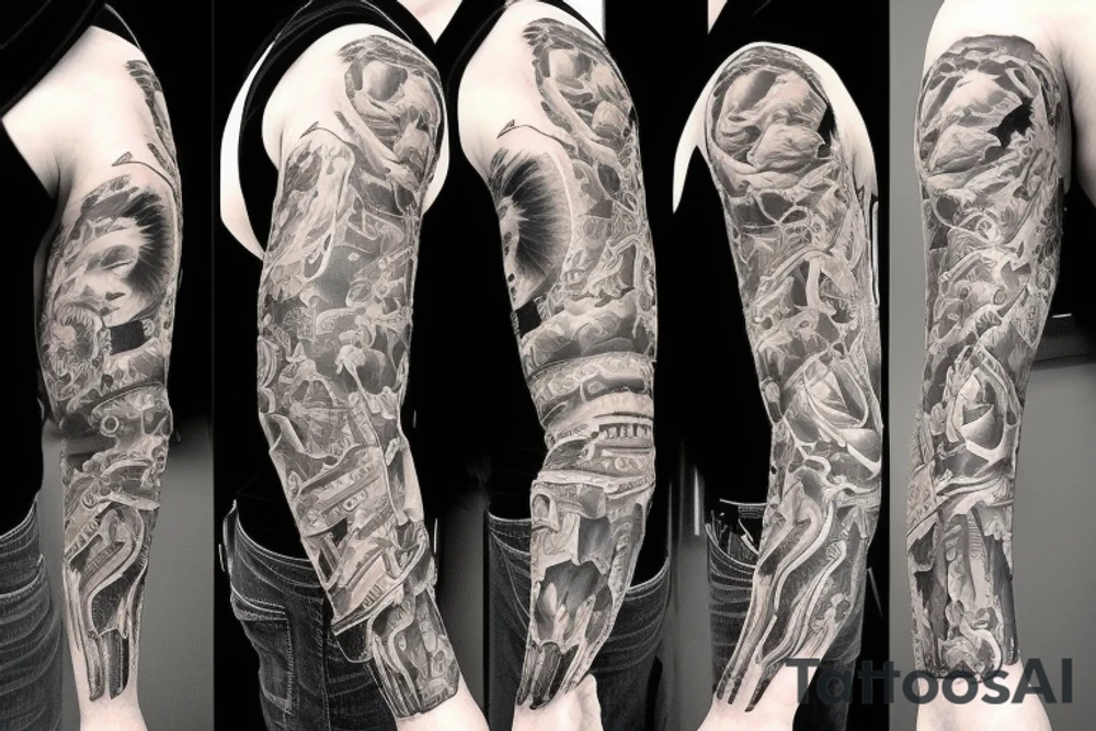 Cowboy western sleeve tattoo idea